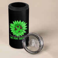 Traumatic Brain Injury Awareness 4 in 1 Can Cooler Tumbler TBI We Fight Together Green Sunflower