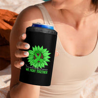 Traumatic Brain Injury Awareness 4 in 1 Can Cooler Tumbler TBI We Fight Together Green Sunflower