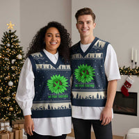 Traumatic Brain Injury Awareness V-Neck Knit Sweater Vest TBI We Fight Together Green Sunflower - Wonder Print Shop