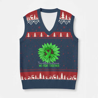 Traumatic Brain Injury Awareness V-Neck Knit Sweater Vest TBI We Fight Together Green Sunflower - Wonder Print Shop