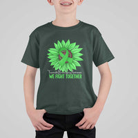 Traumatic Brain Injury Awareness T Shirt For Kid TBI We Fight Together Green Sunflower