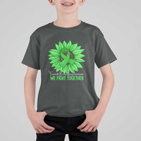 Traumatic Brain Injury Awareness T Shirt For Kid TBI We Fight Together Green Sunflower