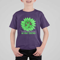 Traumatic Brain Injury Awareness T Shirt For Kid TBI We Fight Together Green Sunflower