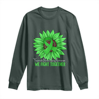 Traumatic Brain Injury Awareness Long Sleeve Shirt TBI We Fight Together Green Sunflower