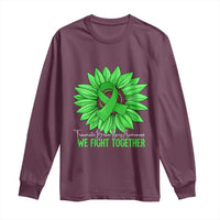Traumatic Brain Injury Awareness Long Sleeve Shirt TBI We Fight Together Green Sunflower