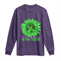 Traumatic Brain Injury Awareness Long Sleeve Shirt TBI We Fight Together Green Sunflower