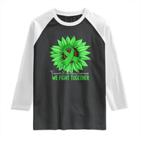 Traumatic Brain Injury Awareness Raglan Shirt TBI We Fight Together Green Sunflower