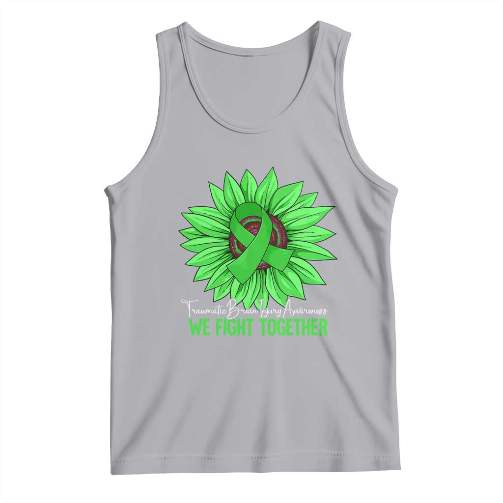 Traumatic Brain Injury Awareness Tank Top TBI We Fight Together Green Sunflower