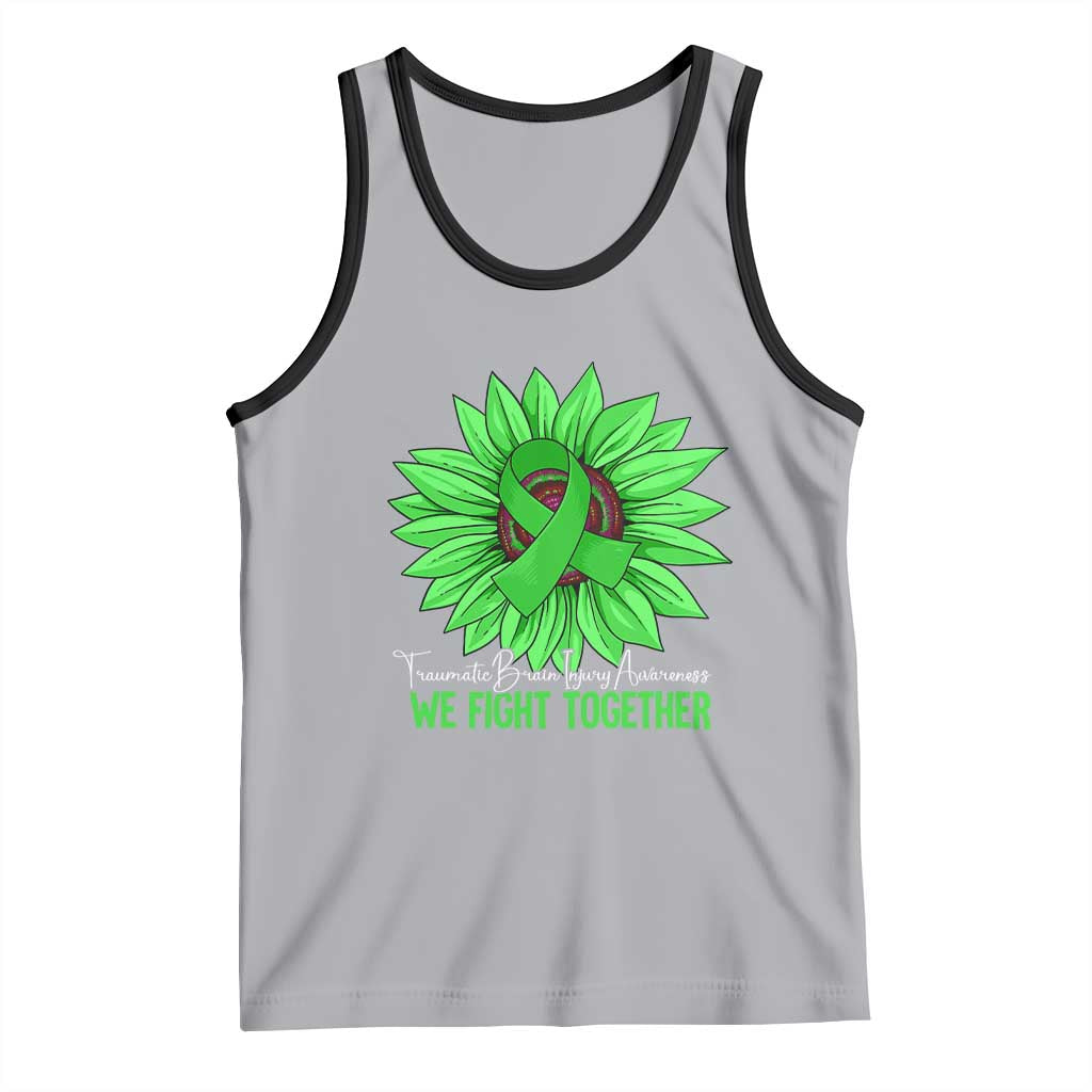 Traumatic Brain Injury Awareness Tank Top TBI We Fight Together Green Sunflower