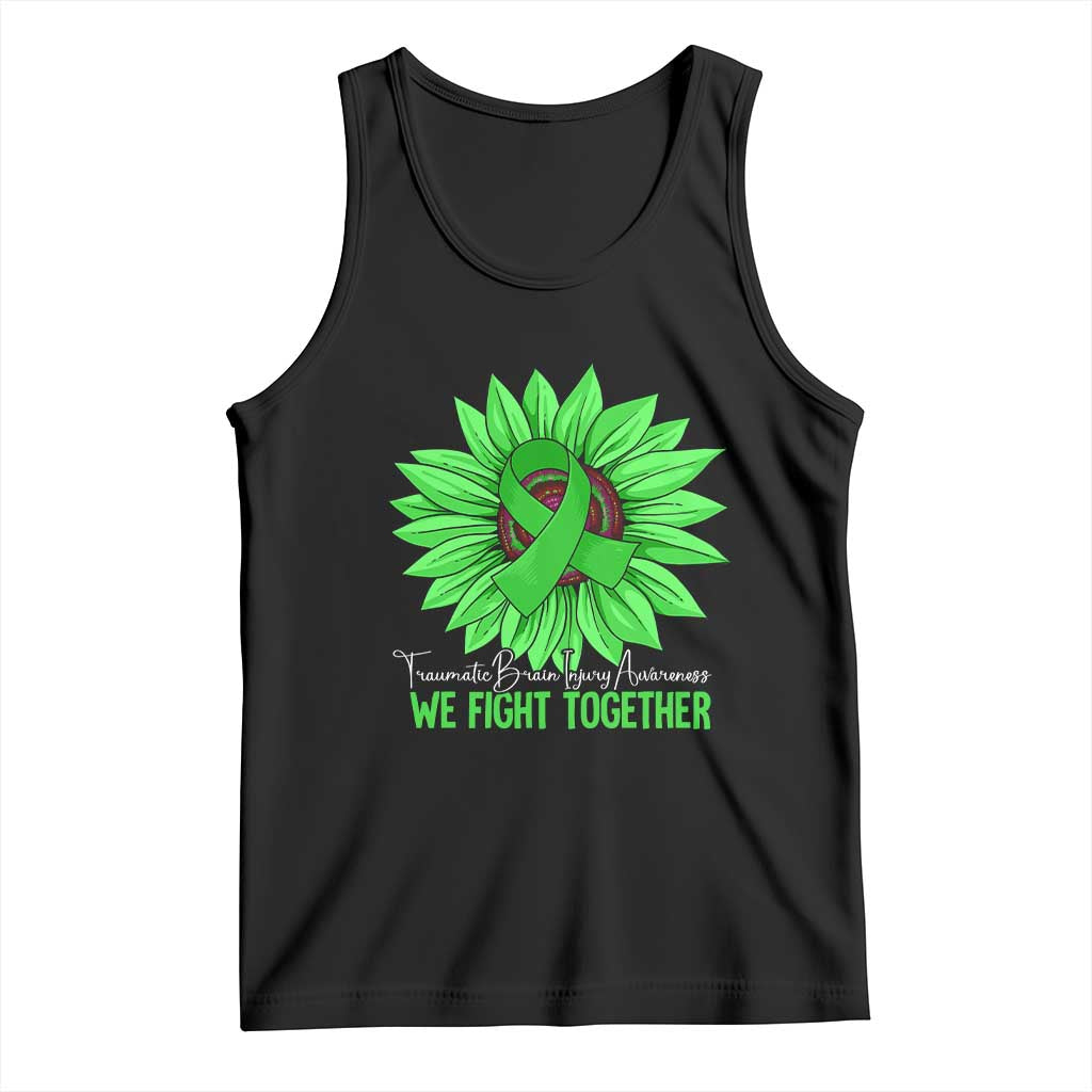 Traumatic Brain Injury Awareness Tank Top TBI We Fight Together Green Sunflower