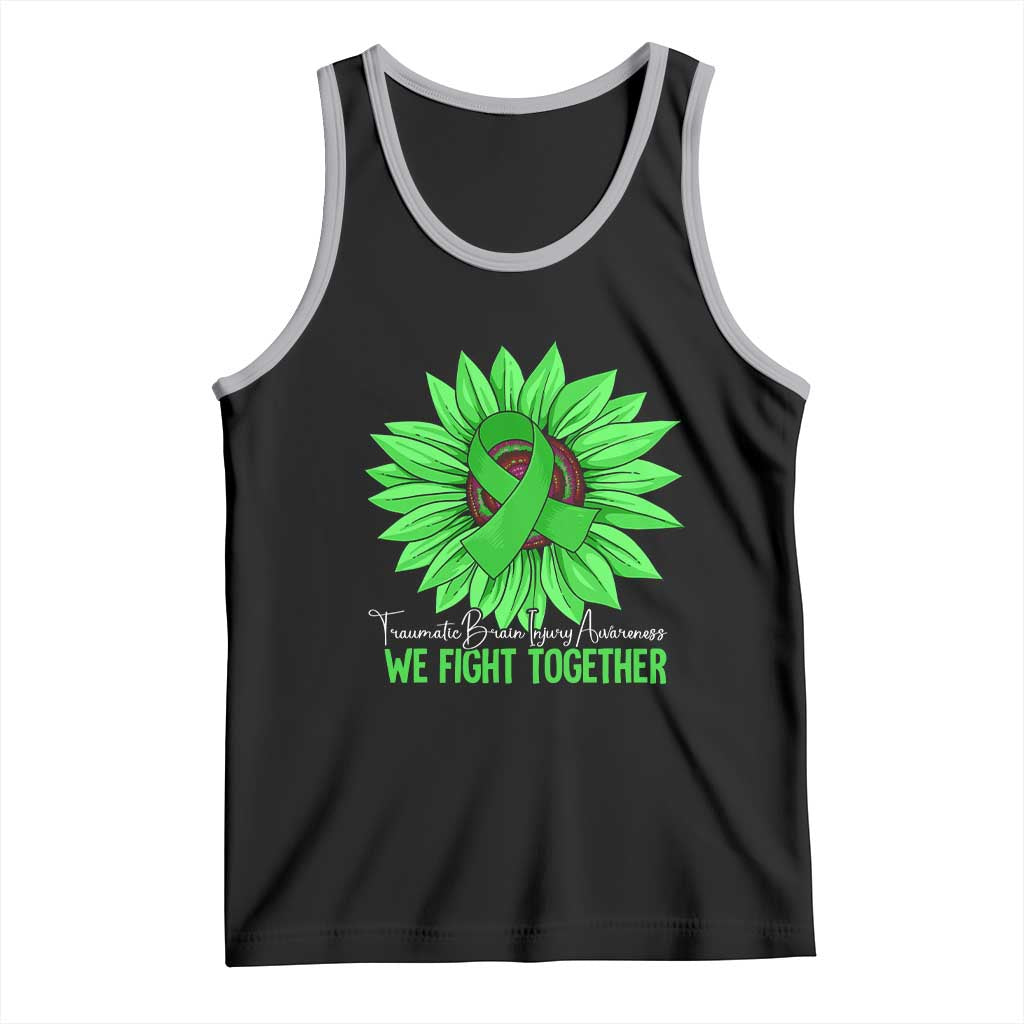 Traumatic Brain Injury Awareness Tank Top TBI We Fight Together Green Sunflower