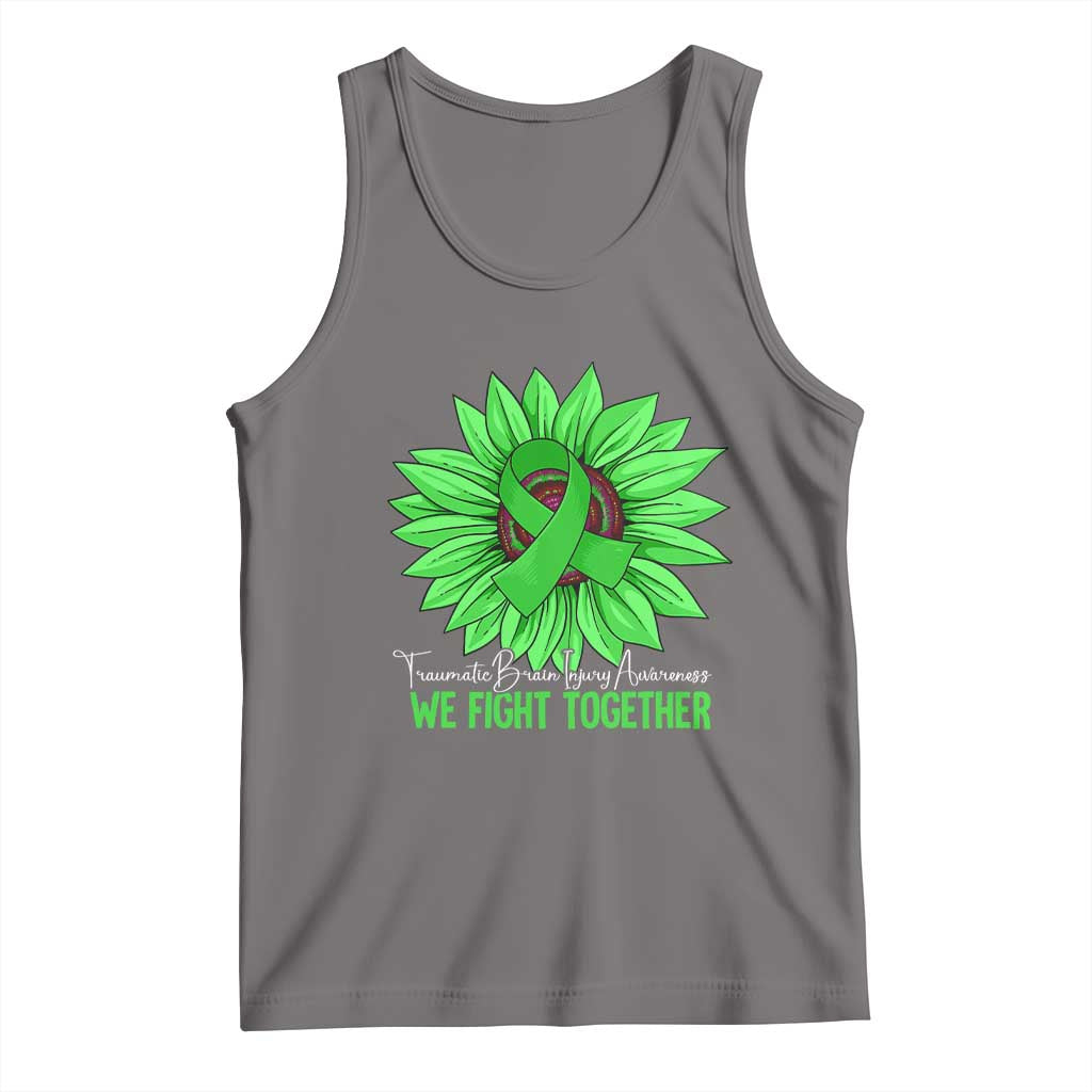 Traumatic Brain Injury Awareness Tank Top TBI We Fight Together Green Sunflower
