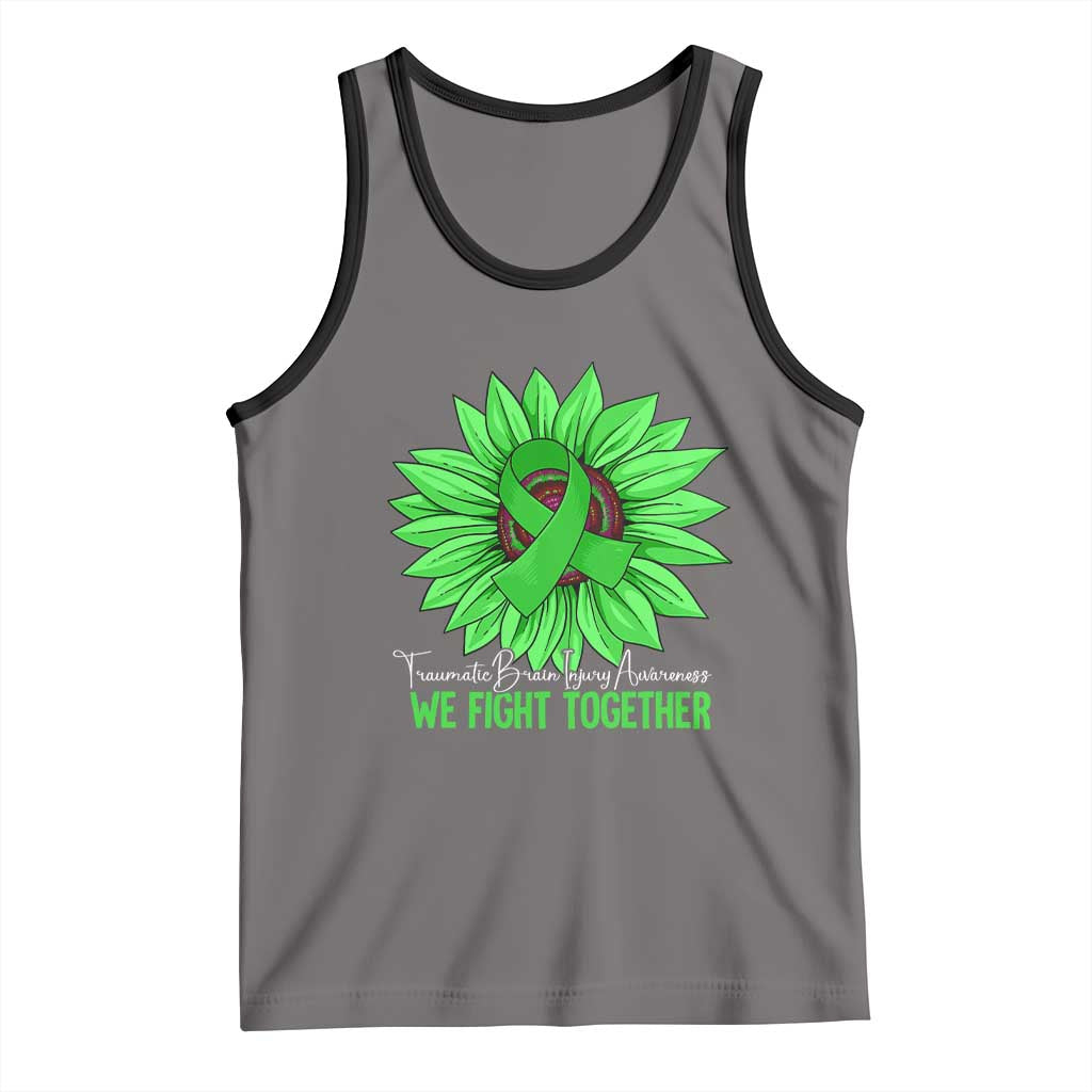 Traumatic Brain Injury Awareness Tank Top TBI We Fight Together Green Sunflower