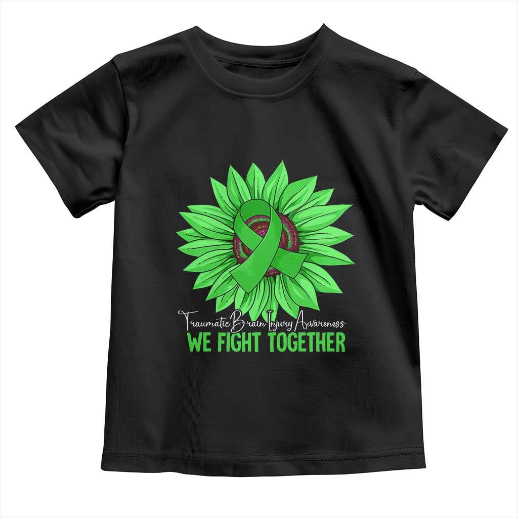 Traumatic Brain Injury Awareness Toddler T Shirt TBI We Fight Together Green Sunflower