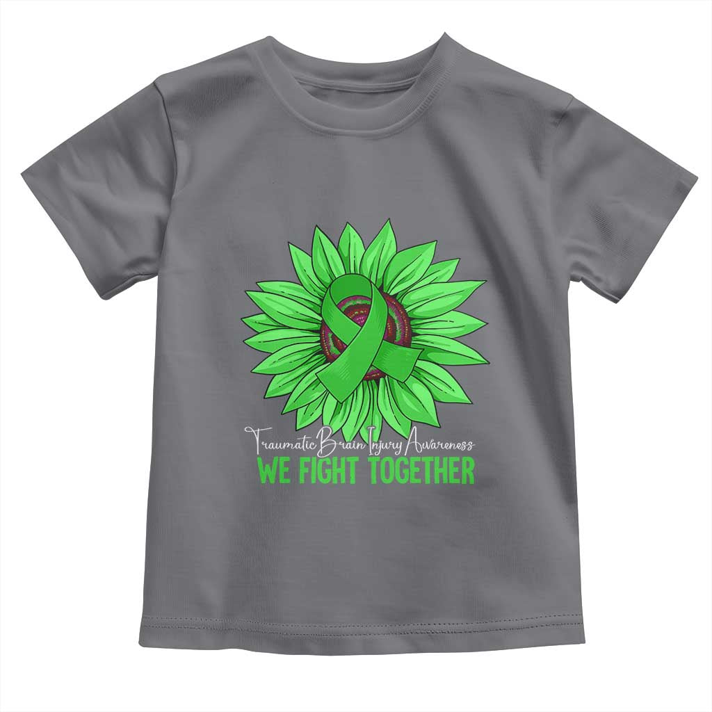 Traumatic Brain Injury Awareness Toddler T Shirt TBI We Fight Together Green Sunflower