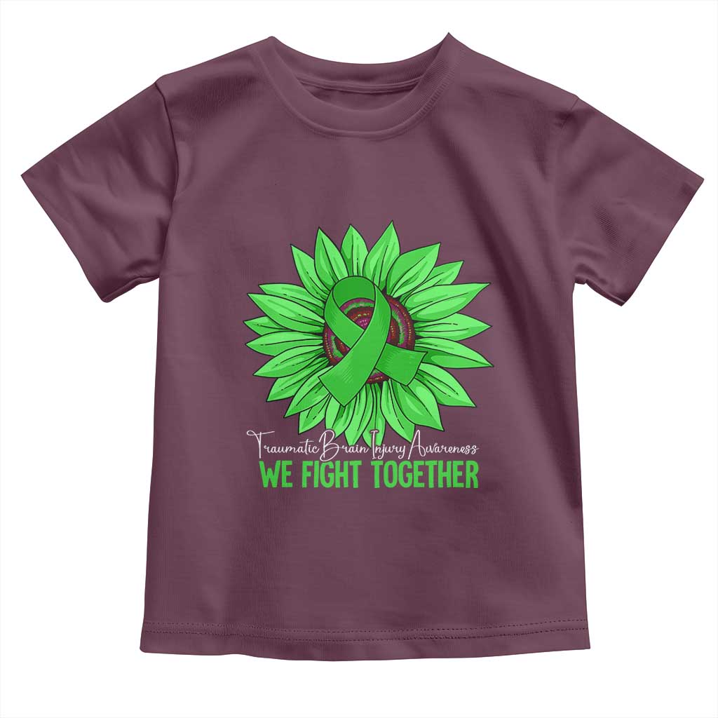 Traumatic Brain Injury Awareness Toddler T Shirt TBI We Fight Together Green Sunflower
