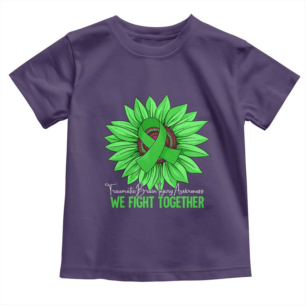 Traumatic Brain Injury Awareness Toddler T Shirt TBI We Fight Together Green Sunflower