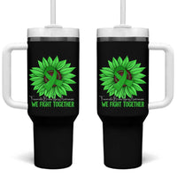 Traumatic Brain Injury Awareness Tumbler With Handle TBI We Fight Together Green Sunflower
