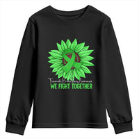 Traumatic Brain Injury Awareness Youth Sweatshirt TBI We Fight Together Green Sunflower