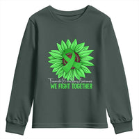 Traumatic Brain Injury Awareness Youth Sweatshirt TBI We Fight Together Green Sunflower