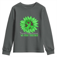 Traumatic Brain Injury Awareness Youth Sweatshirt TBI We Fight Together Green Sunflower