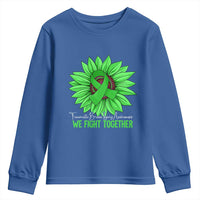 Traumatic Brain Injury Awareness Youth Sweatshirt TBI We Fight Together Green Sunflower