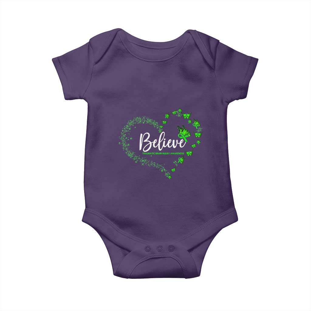 Traumatic Brain Injury Awareness Baby Onesie TBI Believe Butterflies