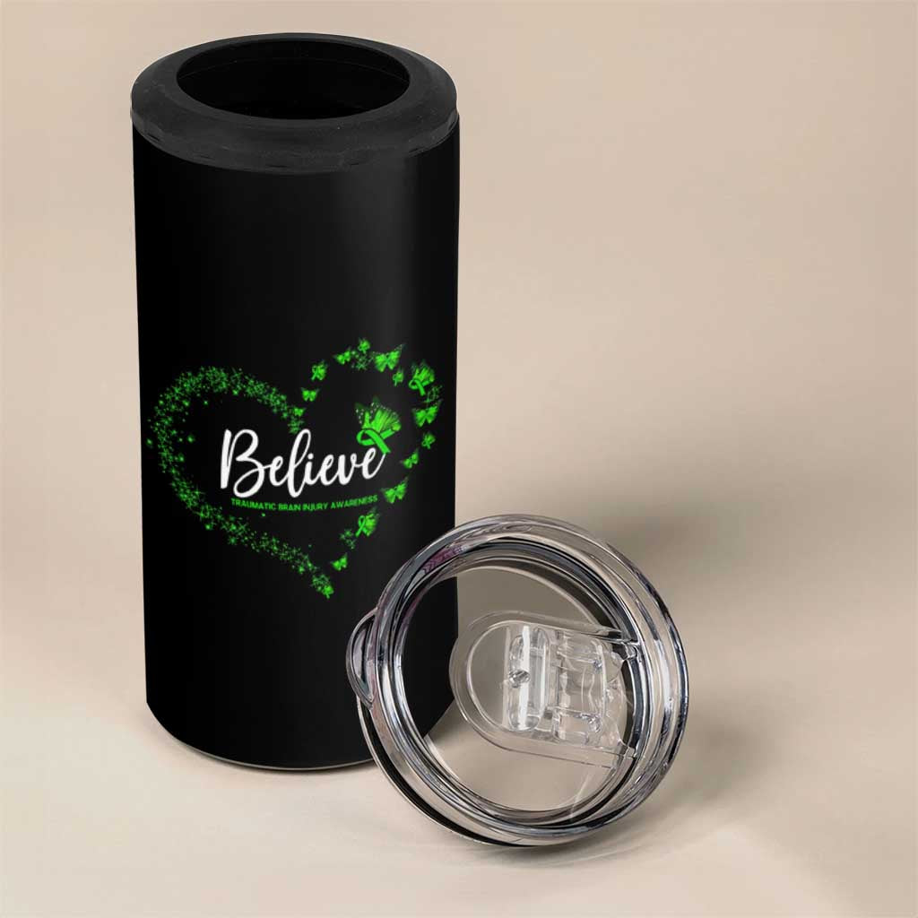 Traumatic Brain Injury Awareness 4 in 1 Can Cooler Tumbler TBI Believe Butterflies