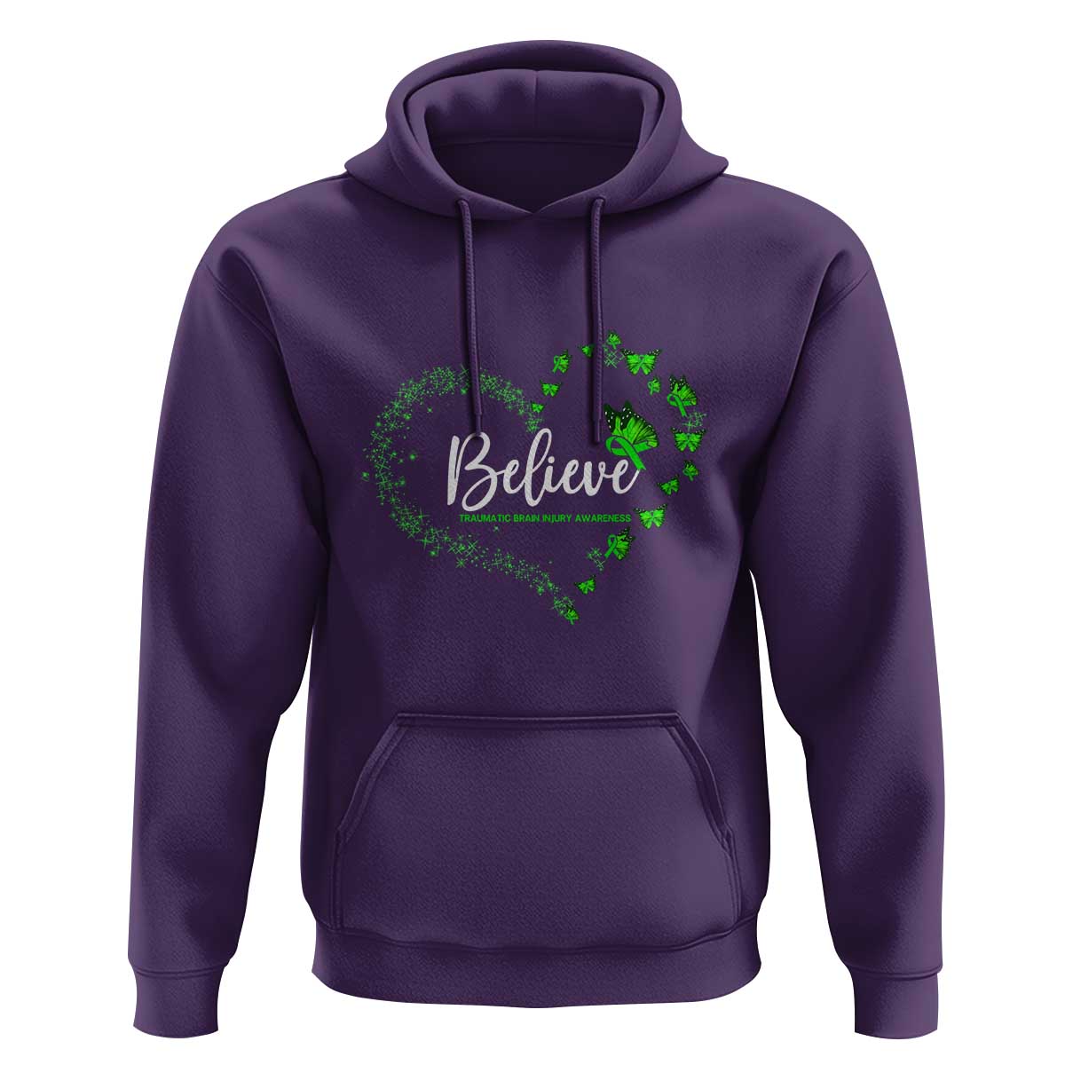 Traumatic Brain Injury Awareness Hoodie TBI Believe Butterflies