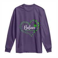 Traumatic Brain Injury Awareness Long Sleeve Shirt TBI Believe Butterflies