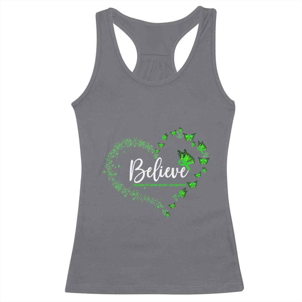 Traumatic Brain Injury Awareness Racerback Tank Top TBI Believe Butterflies