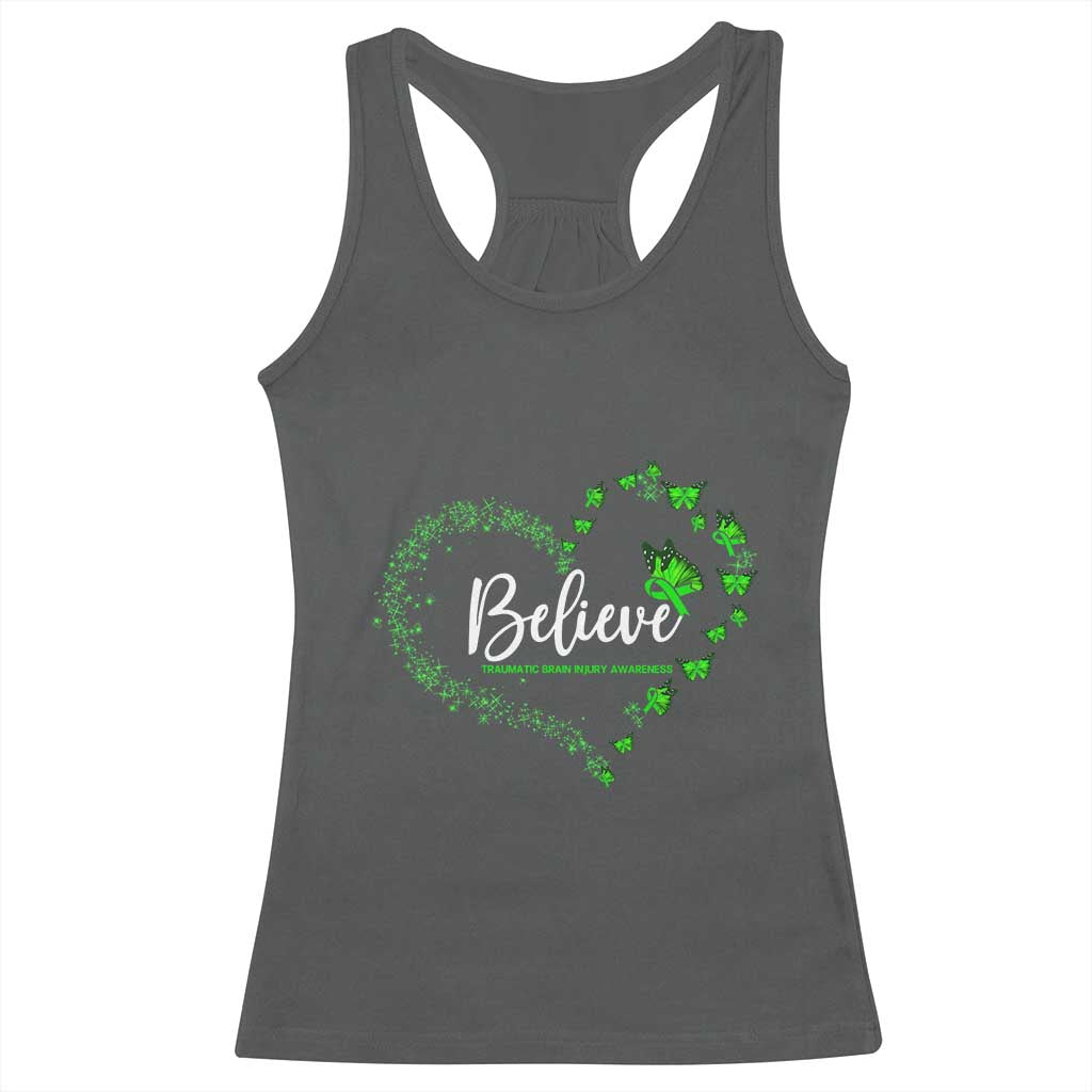 Traumatic Brain Injury Awareness Racerback Tank Top TBI Believe Butterflies
