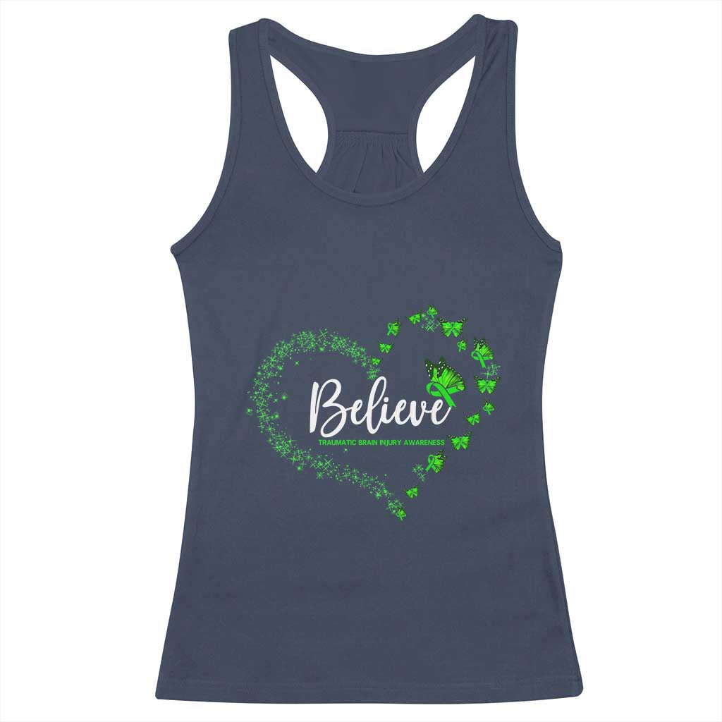 Traumatic Brain Injury Awareness Racerback Tank Top TBI Believe Butterflies