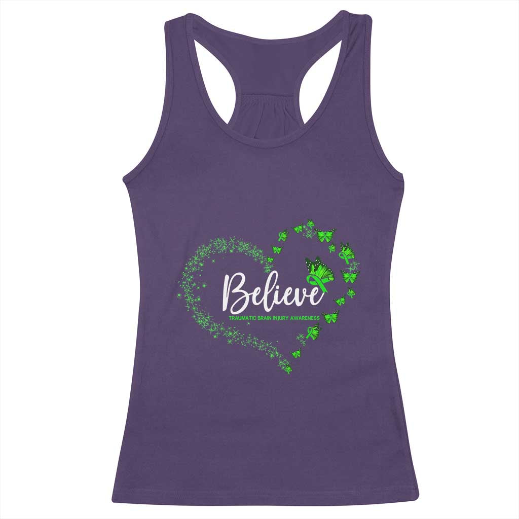 Traumatic Brain Injury Awareness Racerback Tank Top TBI Believe Butterflies