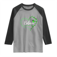 Traumatic Brain Injury Awareness Raglan Shirt TBI Believe Butterflies