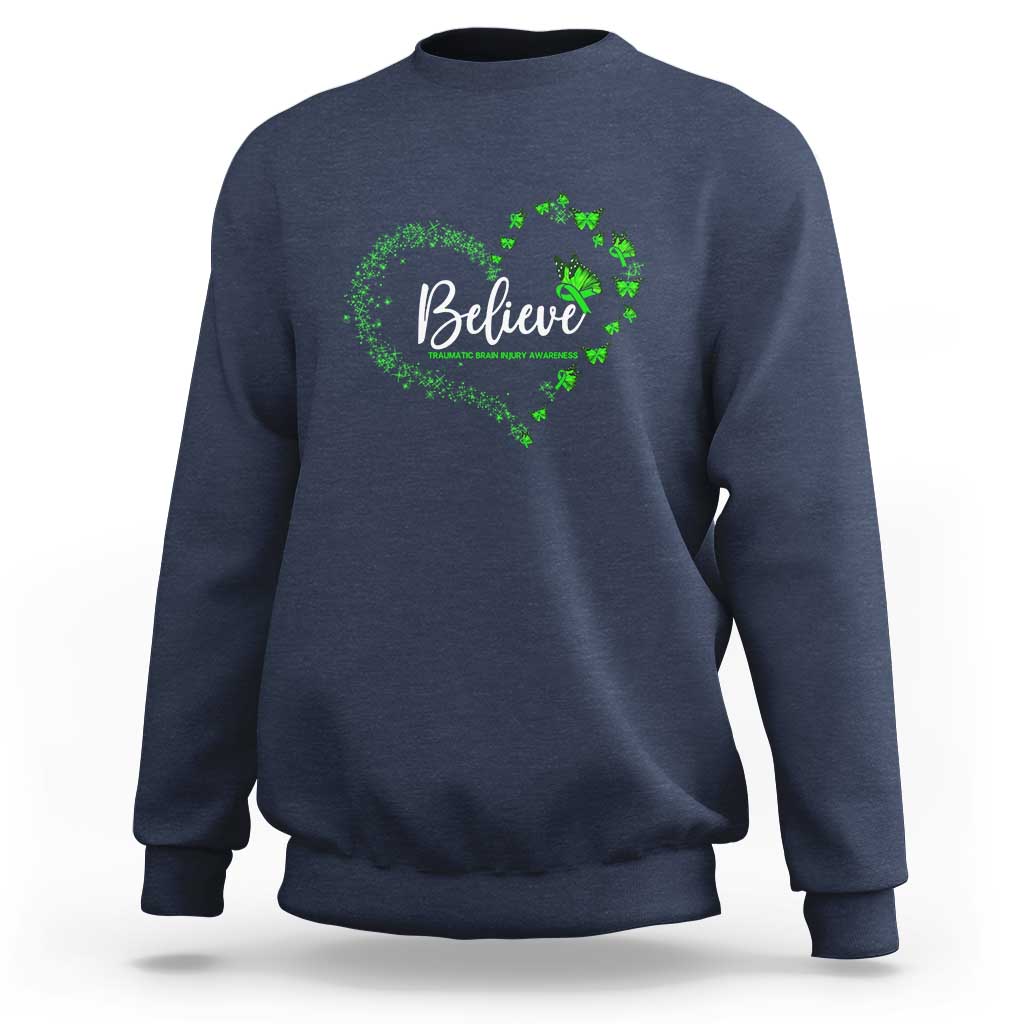 Traumatic Brain Injury Awareness Sweatshirt TBI Believe Butterflies