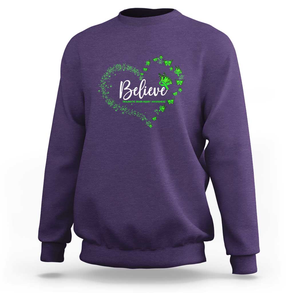 Traumatic Brain Injury Awareness Sweatshirt TBI Believe Butterflies