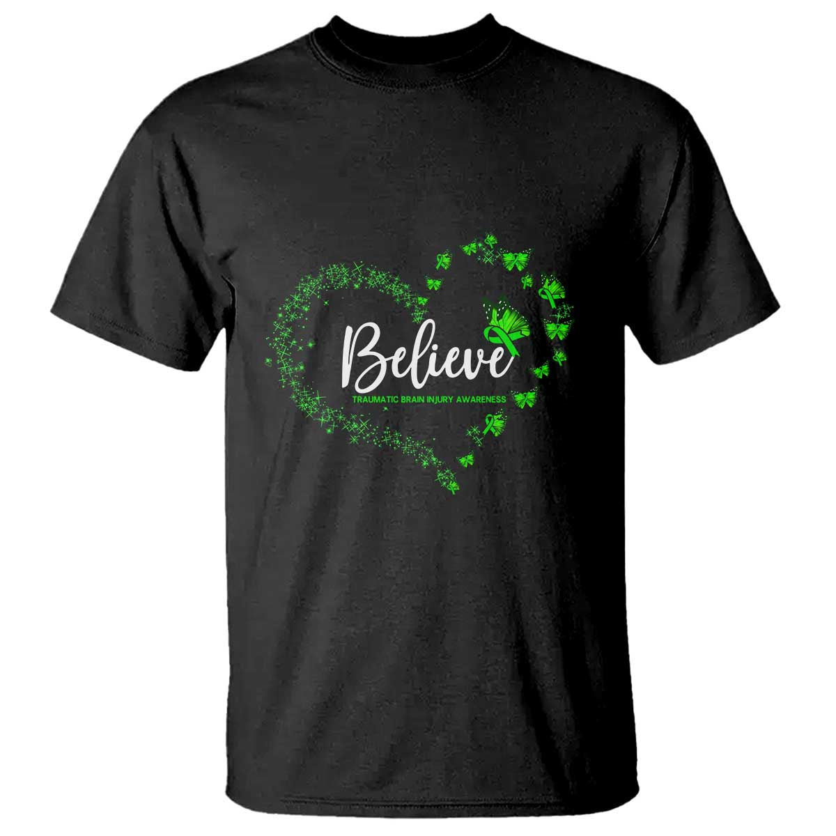Traumatic Brain Injury Awareness T Shirt TBI Believe Butterflies