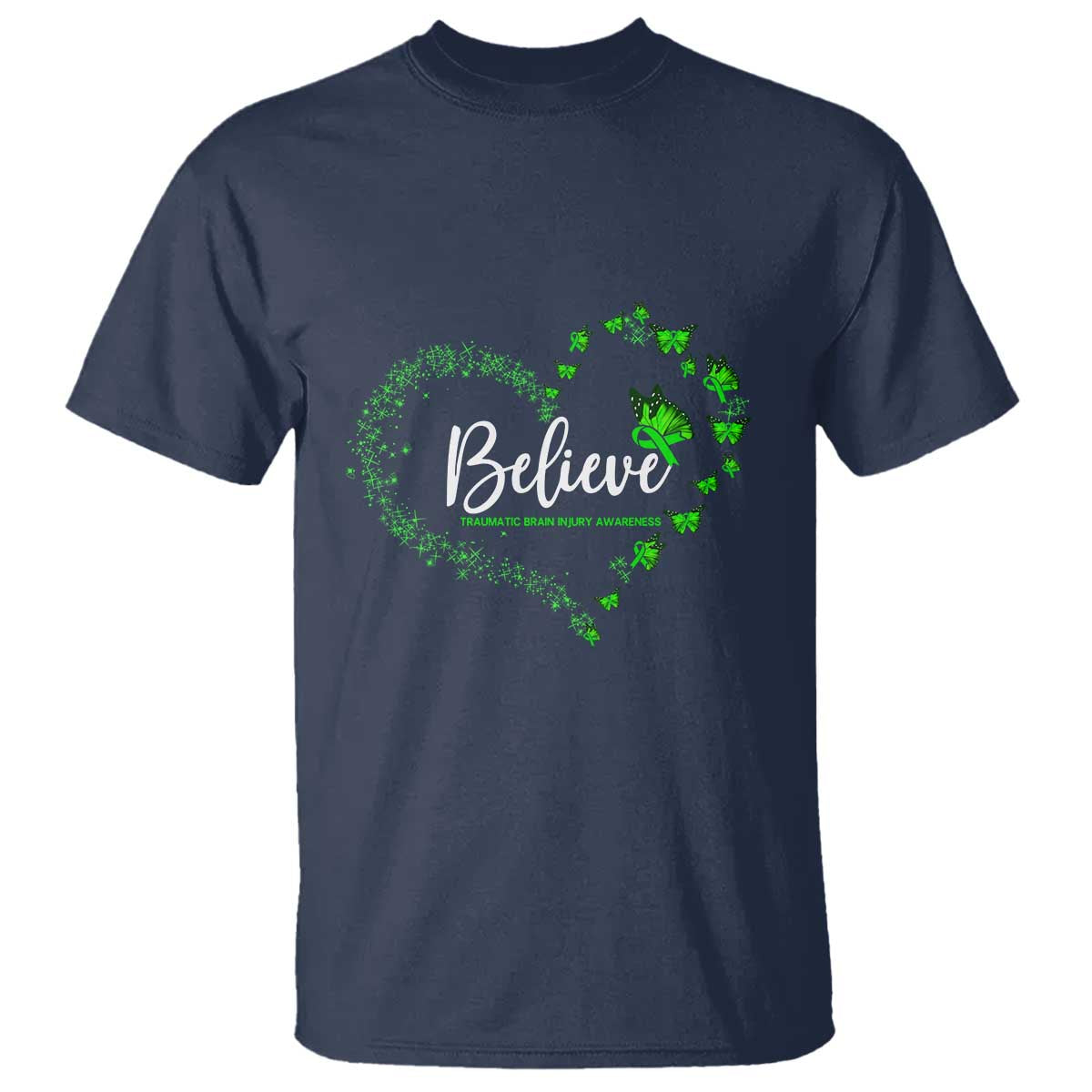 Traumatic Brain Injury Awareness T Shirt TBI Believe Butterflies