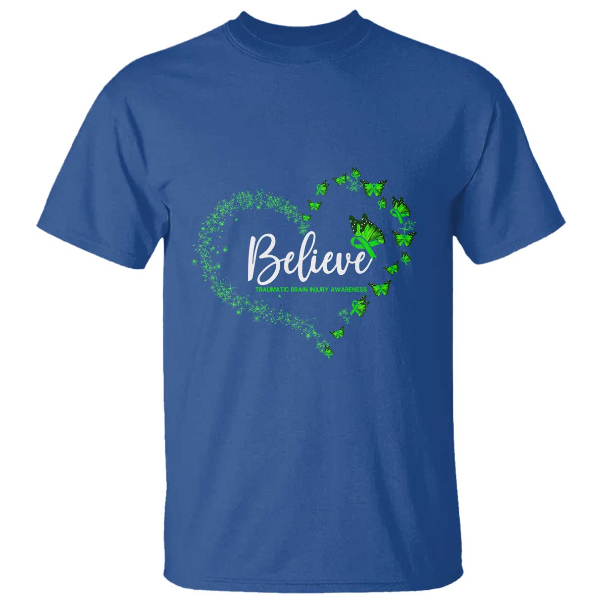 Traumatic Brain Injury Awareness T Shirt TBI Believe Butterflies