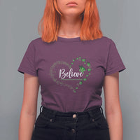 Traumatic Brain Injury Awareness T Shirt For Women TBI Believe Butterflies