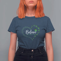 Traumatic Brain Injury Awareness T Shirt For Women TBI Believe Butterflies