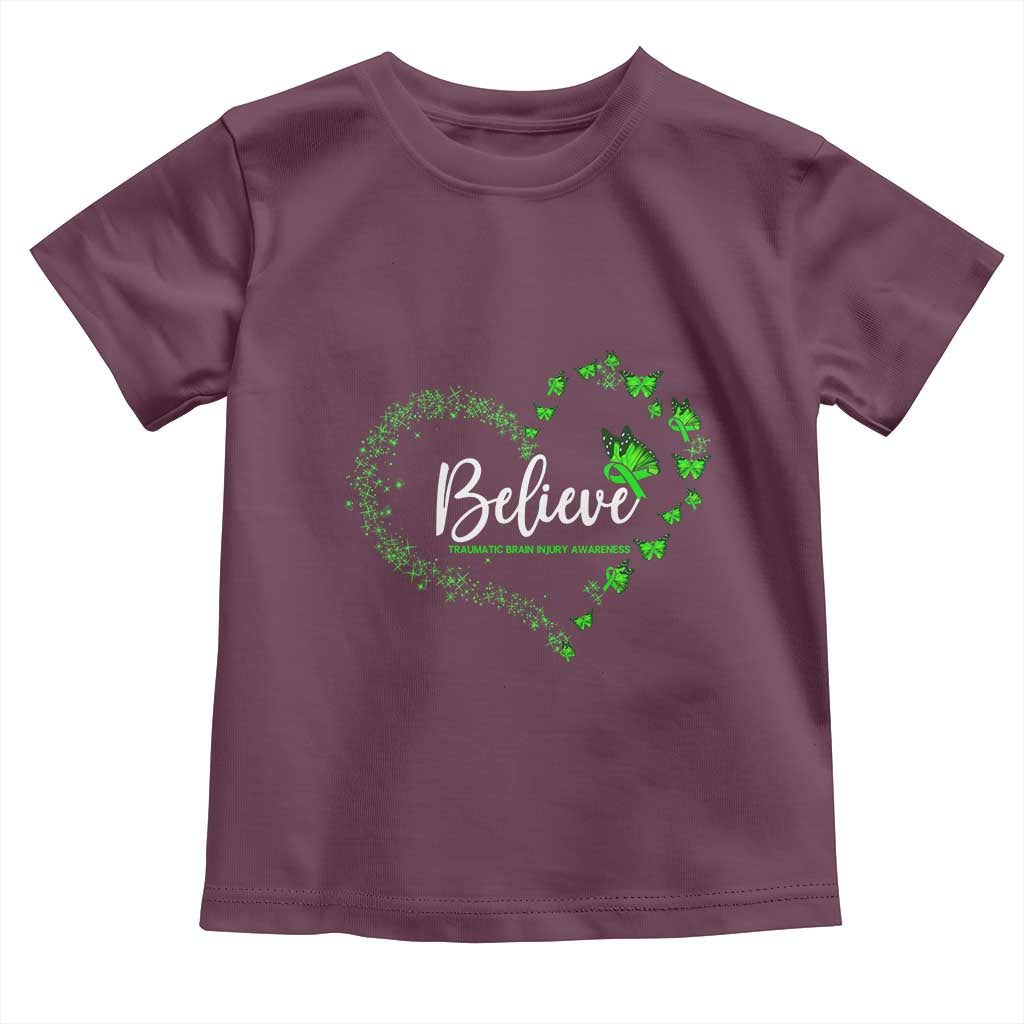 Traumatic Brain Injury Awareness Toddler T Shirt TBI Believe Butterflies