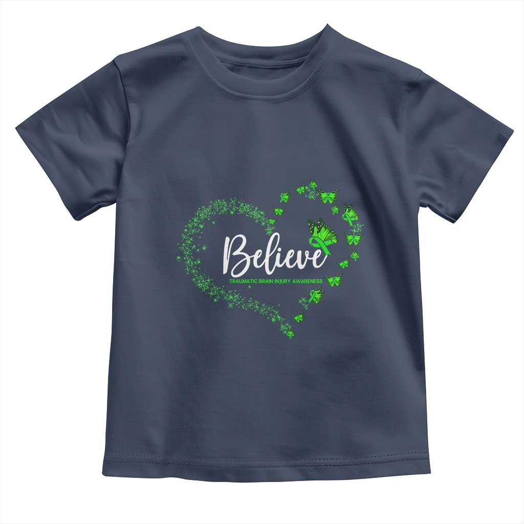 Traumatic Brain Injury Awareness Toddler T Shirt TBI Believe Butterflies