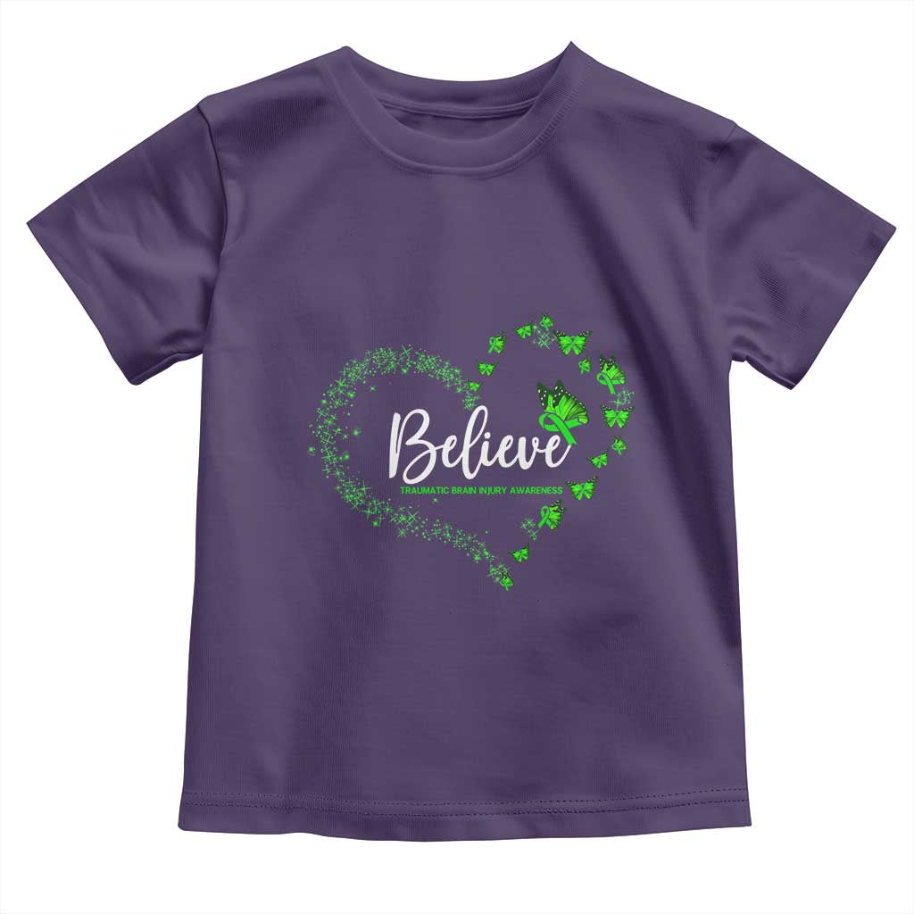 Traumatic Brain Injury Awareness Toddler T Shirt TBI Believe Butterflies