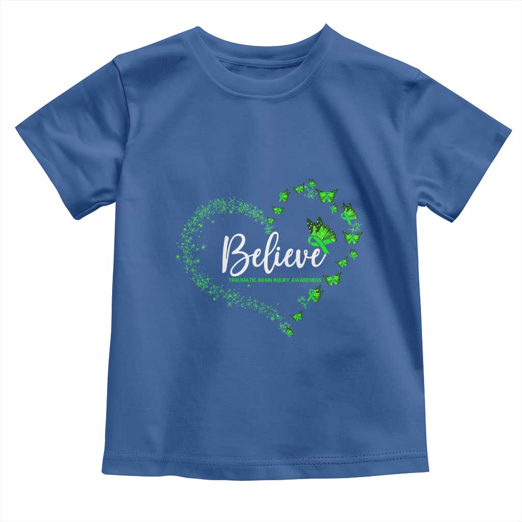 Traumatic Brain Injury Awareness Toddler T Shirt TBI Believe Butterflies