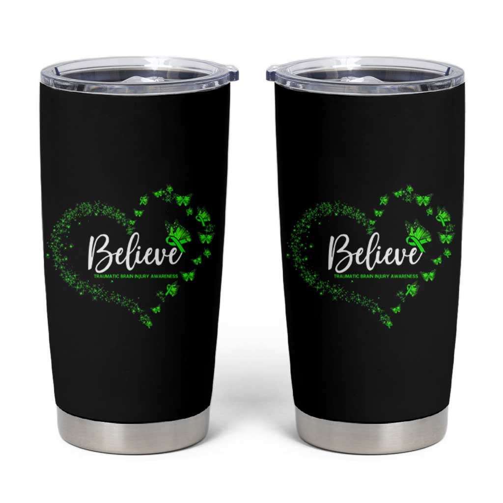 Traumatic Brain Injury Awareness Tumbler Cup TBI Believe Butterflies