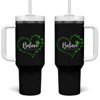 Traumatic Brain Injury Awareness Tumbler With Handle TBI Believe Butterflies