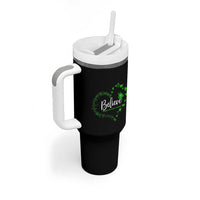 Traumatic Brain Injury Awareness Tumbler With Handle TBI Believe Butterflies