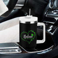 Traumatic Brain Injury Awareness Tumbler With Handle TBI Believe Butterflies